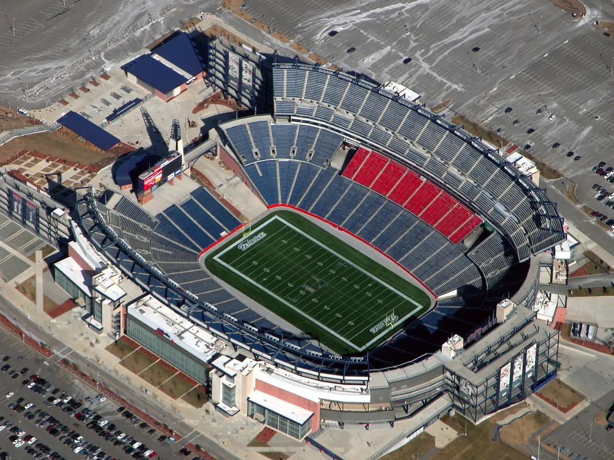 Gillette Stadium in Foxborough, Massachusetts, home of the New England Patriots.