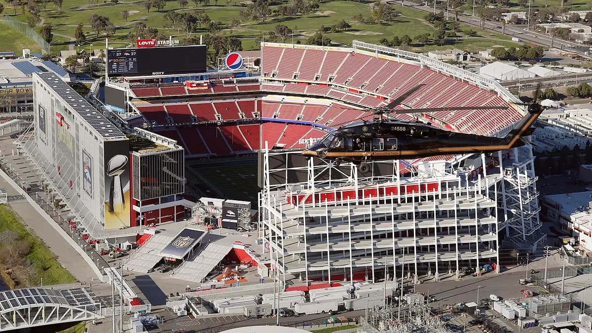 Levi's Stadium in Santa Clara, California, set up for Super Bowl 50.