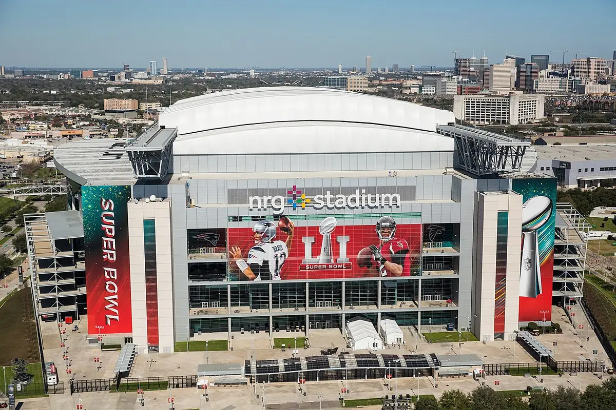 NRG Stadium in Houston, Texas, set up for a major event.